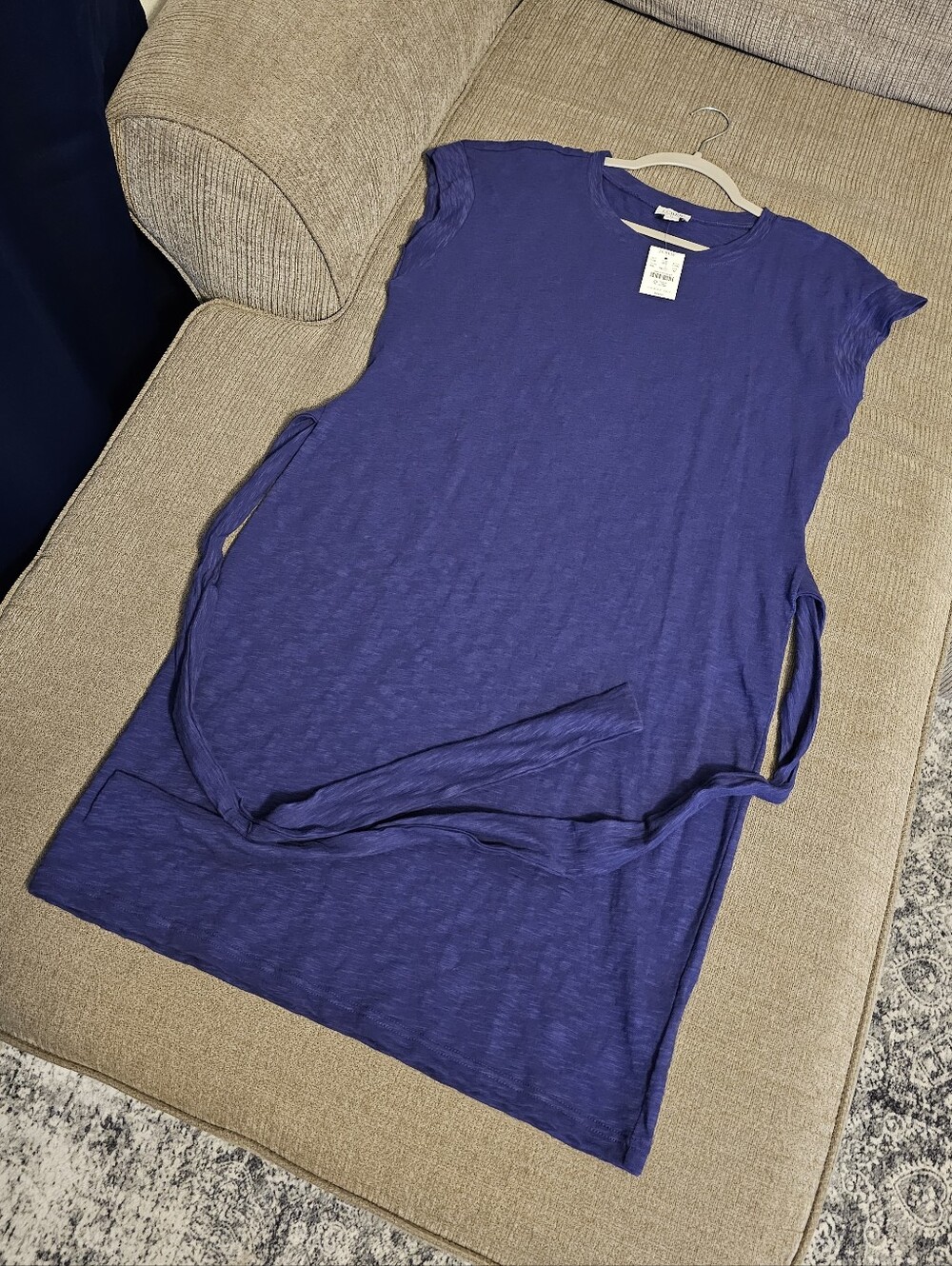 J. Crew Riverbed Blue Casual Relaxed Knit Tie Waist Mini Dress Size Medium - Picture 2 of 7